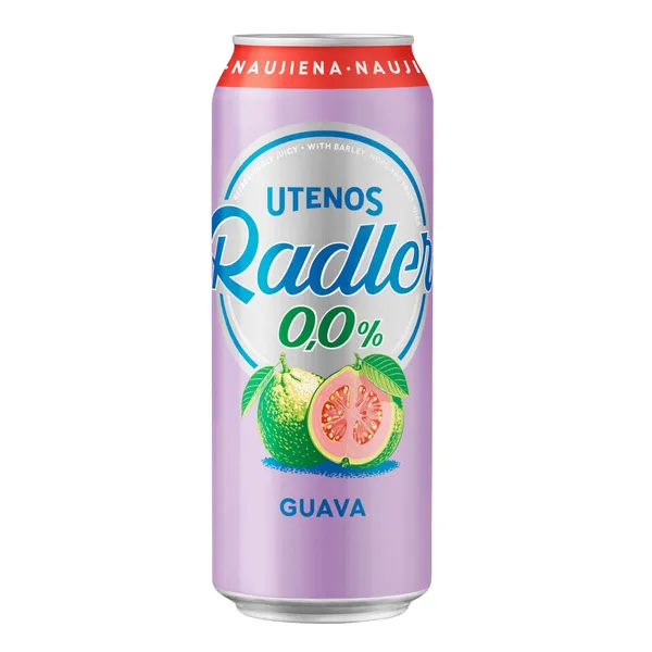 Nealkoholinis alaus kokteilis UTENOS Radler, Guava, 0% 0,5 l, skardinė