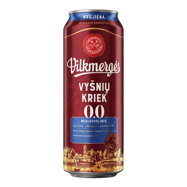 Nealkoholinis alaus kokteilis VILKMERGĖS Vyšnių Kriek 0,0% 0,5L