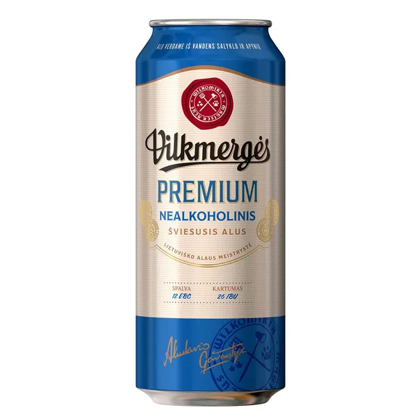 Nealkoholinis alus VILKMERGĖS PREMIUM, 0,5 l, sk