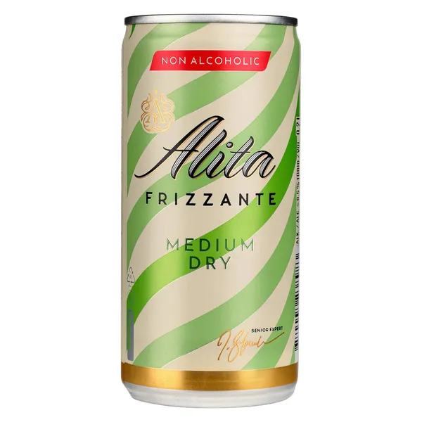Gazuotas pusiau putojantis nealkoholinis vynas ALITA FRIZZANTE MEDIUM DRY, 200 ml