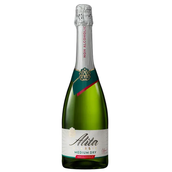 Nealkoholinis gazuotas putojantis pusiau sausas vynas ALITA CLASSIC, 0,75 l
