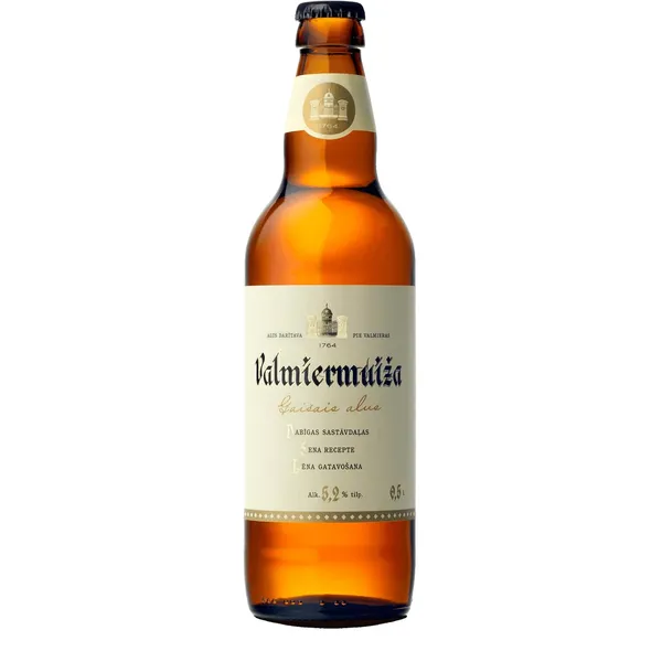 Nepasterizuotas šviesusis alus VALMIERMUIŽA, 5,2 %, 0,5 l