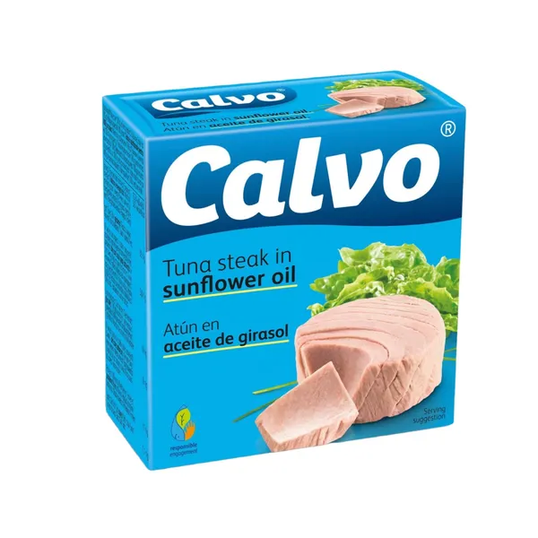 Nesmulkintas tunas saulėgrąžų aliejuje CALVO, 160 g