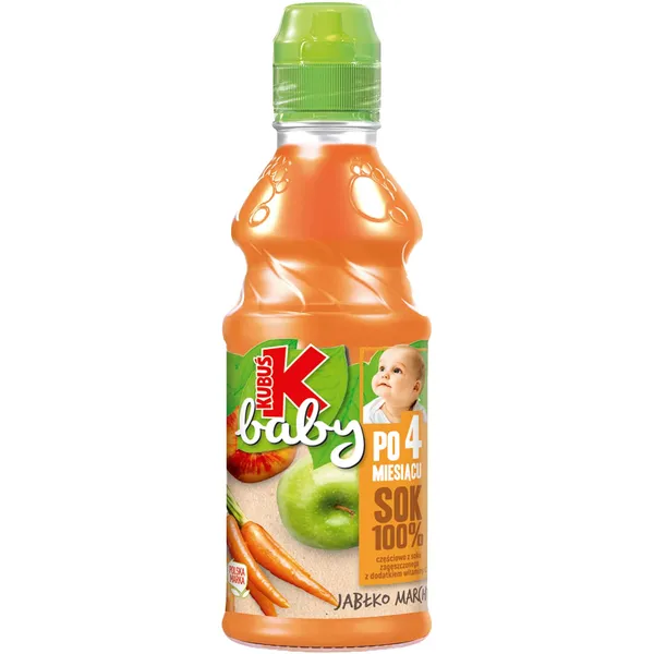 Obuolių ir morkų sultys KUBUŠ BABY, 100 %, 4 mėn.+, 0,3 l