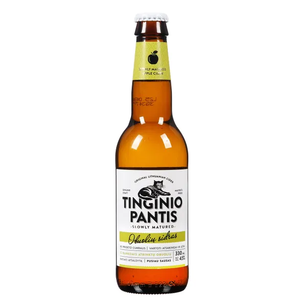 Obuolių skonio sidras TINGINIO PANTIS, 4,5 %, 0,33 l