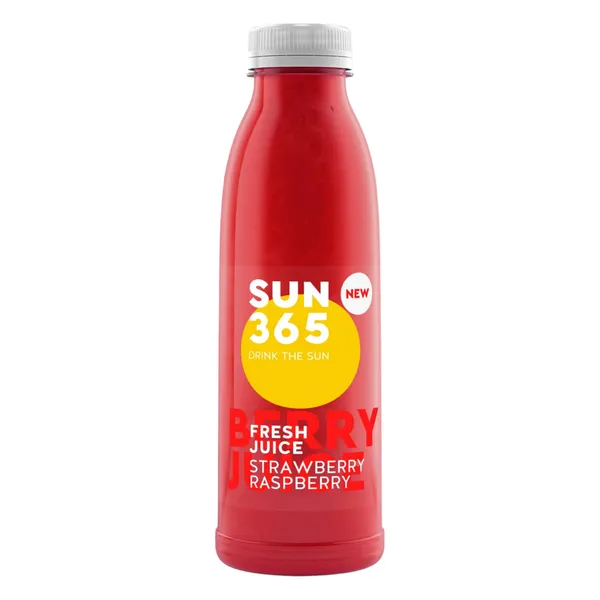 Šviežios obuolių, braškių, aviečių sultys SUN365, 500 ml