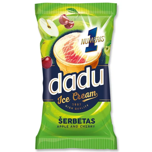 Obuolių ir vyšnių skonio šerbetas DADU (2%), 120 ml / 65 g