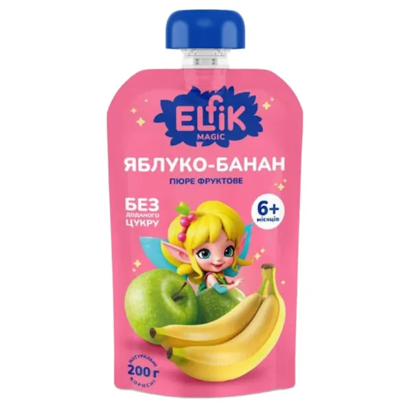 Obuolių ir bananų tyrė ELFIK, nuo 6 mėn., 100 g