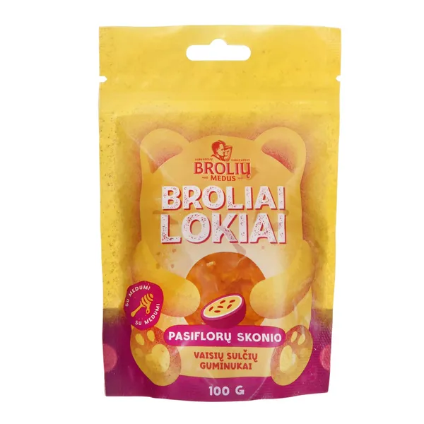Pasiflorų skonio guminukai BROLIŲ MEDUS, 100 g