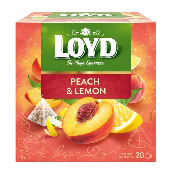 Persikų ir citrinų skonio vaisinė arbata LOYD, 20 x 2 g