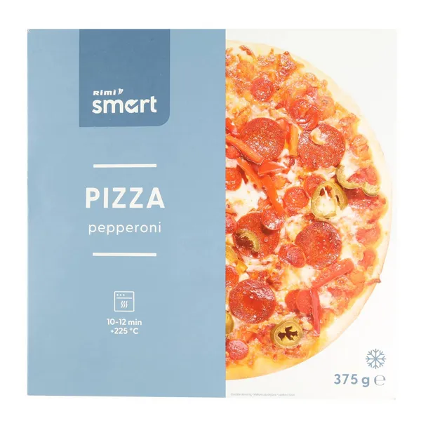 Pica su Mozarella sūriu, pepperoni, marinuotomis Chalapos aitriosiomis paprikomis ir raudonąja paprika RIMI SMART, 375 g