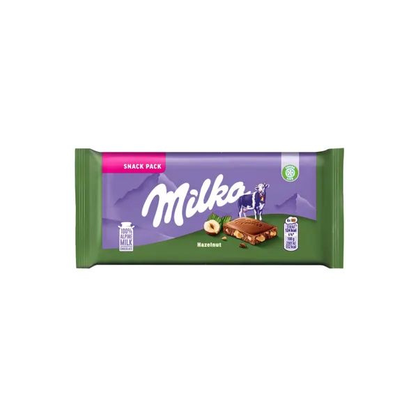 Pieninis šokoladas su smulkintais lazdynų riešutais MILKA, 45 g