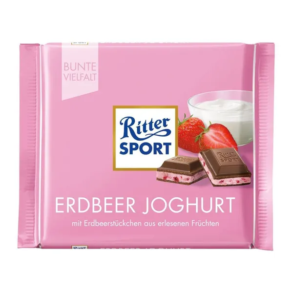 Pieninis šokoladas su jogurtu ir braškėmis RITTER SPORT, 100 g