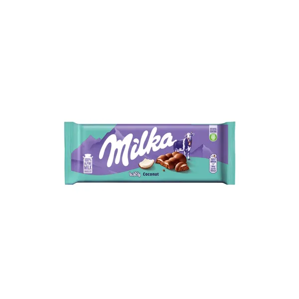 Pieninis šokoladas su kokosų įdaru MILKA, 97 g