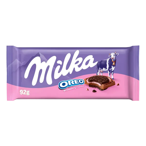 Pieninis šokoladas MILKA OREO STRAWBERRY, 92 g
