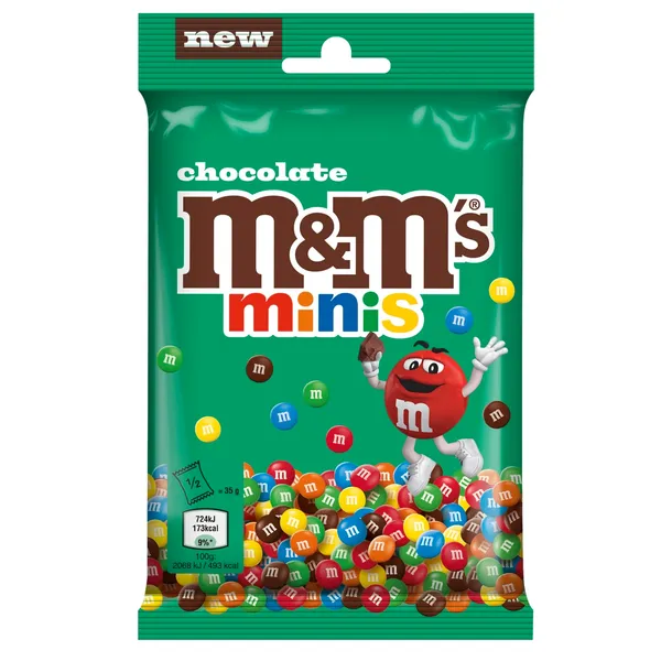 Pieninis šokoladas M&M'S MINIS traškiame spalvotame glajuje, 70 g