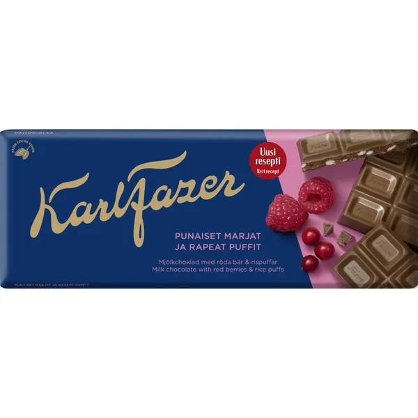 Pieninis šokoladas su uogomis KARL FAZER, 180 g