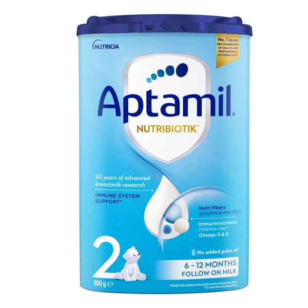 Tolesnio maitinimo kūdikių pieno mišinys APTAMIL NUTRIBIOTIK 2, nuo 6 mėn, 800 g