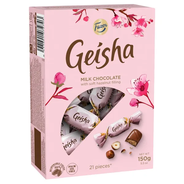 Pieniški šokoladiniai saldainiai su lazdyno riešutų kremu GEISHA, 150 g
