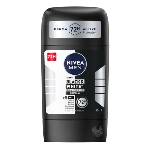NIVEA MEN Black & White Invisible pieštukinis antiperspirantas Original vyrams, 50 ml
