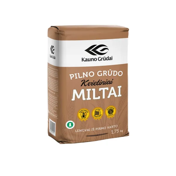 Viso grūdo dalių kvietiniai miltai KAUNO GRŪDAI, 1,75 kg
