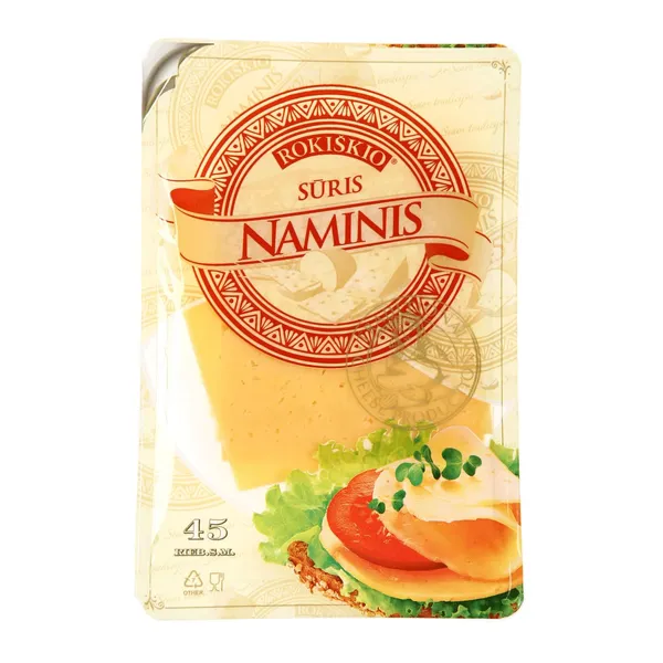 Pjaustytas fermentinis sūris ROKIŠKIO NAMINIS, 45% rieb., 150 g
