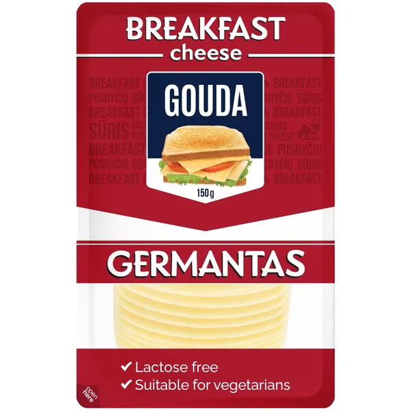 Pjaustytas sūris GERMANTAS GOUDA, 45 % rieb., 150 g