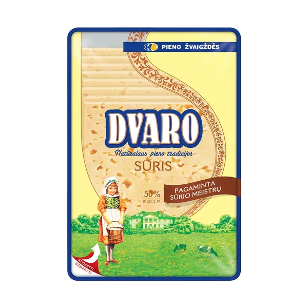 Pjaustytas puskietis sūris DVARO, 50 % rieb., 150 g