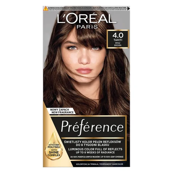 Plaukų dažai L'OREAL PARIS PREFERENCE, spalva 4.0