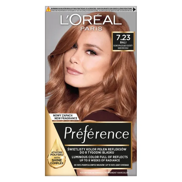 Plaukų dažai L'OREAL PREFERENCE ROSE GOLD, Nr. 7.23