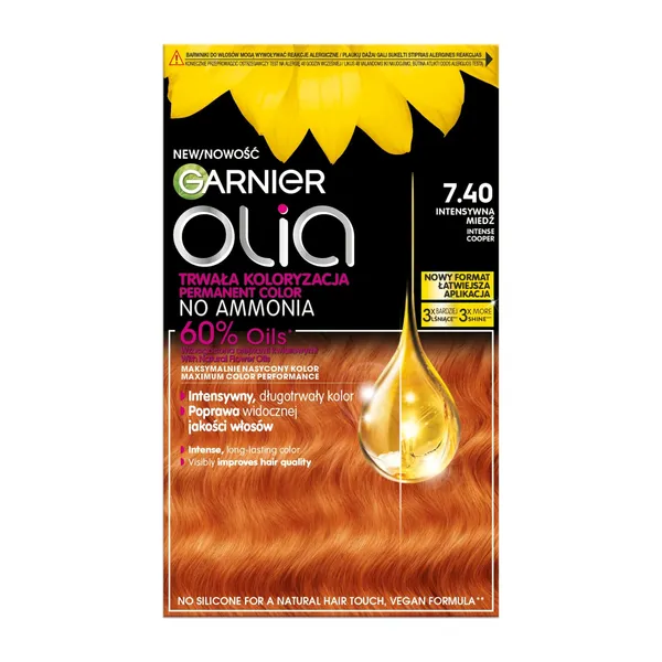 Ilgaliakiai plaukų dažai GARNIER OLIA, be amoniako, 7.40, 1 vnt.