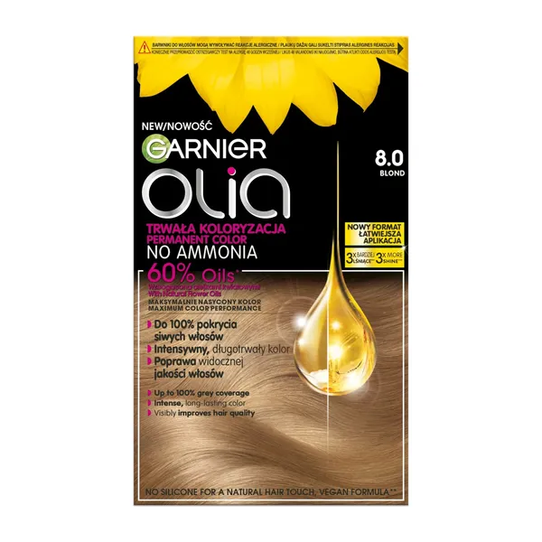 Ilgalaikiai plaukų dažai GARNIER OLIA, be amoniako, 8.0, 1 vnt.