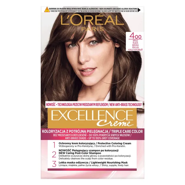 Plaukų dažai L'OREAL EXCELLENCE CREME, Nr. 400, 1 vnt.