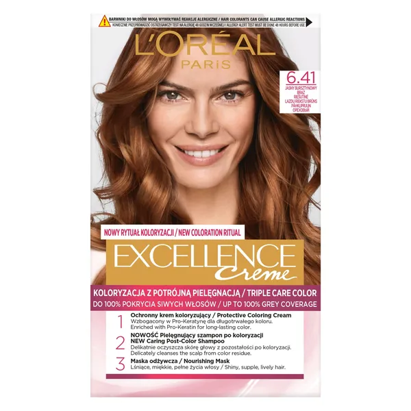 Plaukų dažai L'OREAL EXCELLENCE CREME, Nr. 6.41, 1 vnt.