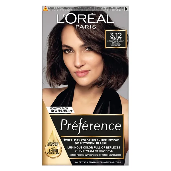 Plaukų dažai L'OREAL PREFERENCE 3.12, 1 vnt.