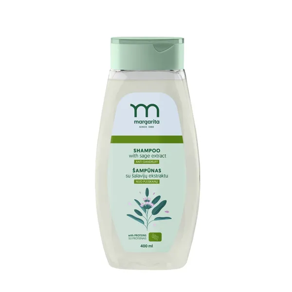 Plaukų šampūnas nuo pleiskanų su šalavijų ekstraktu MARGARITA, 400 ml
