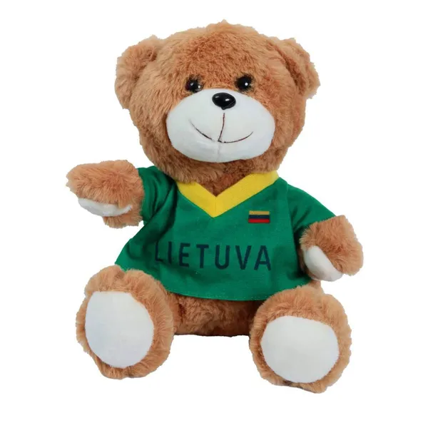 Pliušinis žaislas meškutis su marškinėliais užrašas "Somebody's missing you in Lithuania", 20cm
