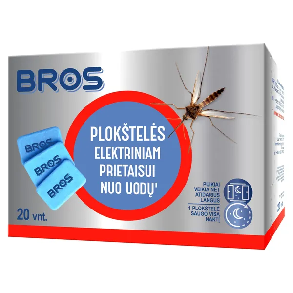 Plokštelės elektriniam prietaisui nuo uodų BROS, 20 vnt.