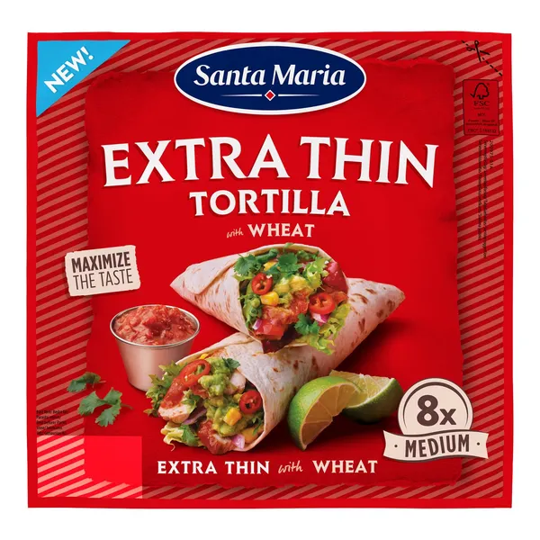 Plonos kvietinės tortilijos SANTA MARIA, 8 vnt., 244 g