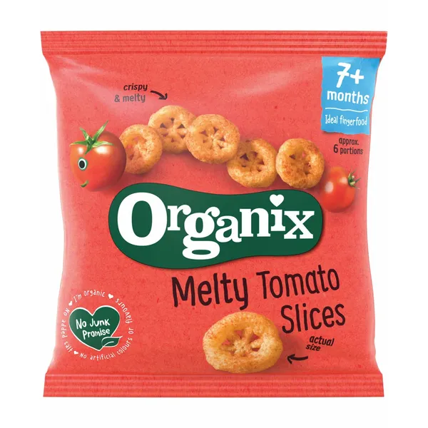 Pomidorų griežinėlių užkandis ORGANIX EKO, 7 mėn, 20 g