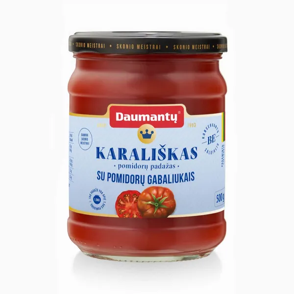 Pomidorų padažas DAUMANTŲ KARALIŠKAS su pomidorų gabaliukais, 500 g