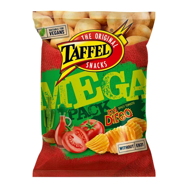 Pomidorų skonio bulvių traškučiai TAFFEL San Diego Mega Pack 250 g
