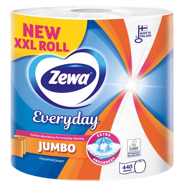 Popieriniai rankšluosčiai ZEWA Jumbo, Premium, 3 sluoksnių,  1 vnt. x  53,8m