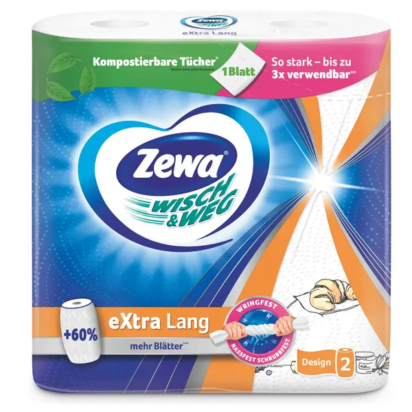 Popieriniai rankšluosčiai ZEWA W&W Design TAD, 2 sluoksnių, 2 vnt. x 15,5 m, 72 lapeliai