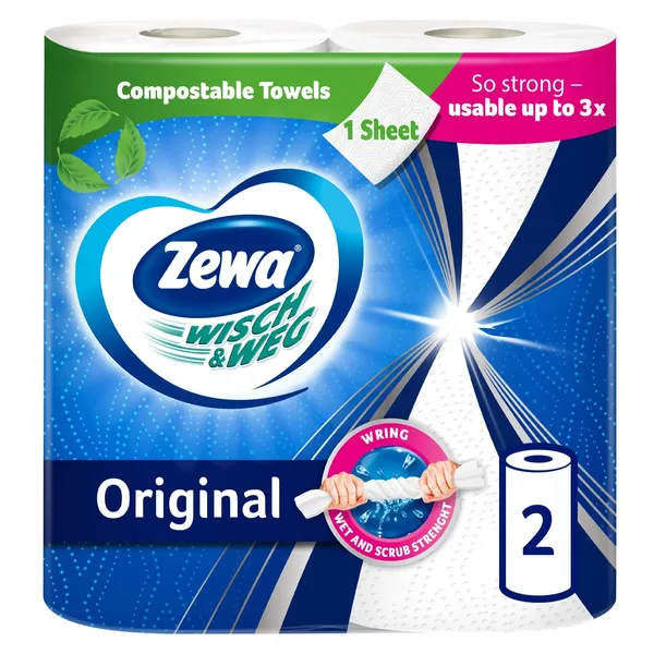 Popieriniai rankšluosčiai ZEWA WISCH&WEG ORIGINAL, 2 ritinėliai