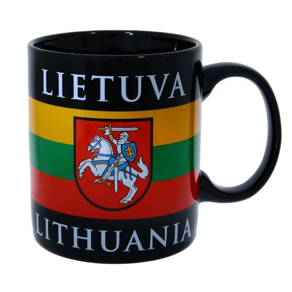 Porcelianinis juodas puodelis VYTIS, 340 ml
