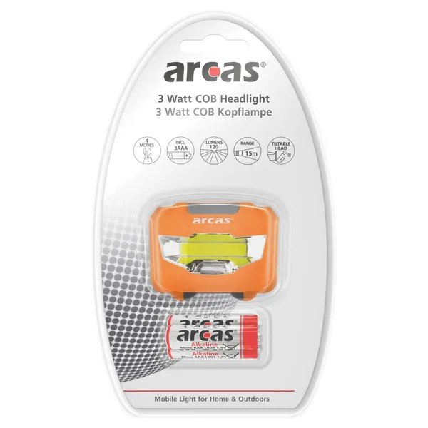 Priekinis žibintas ARCAS, 3W LED, 4 funkcijos +3xAAA