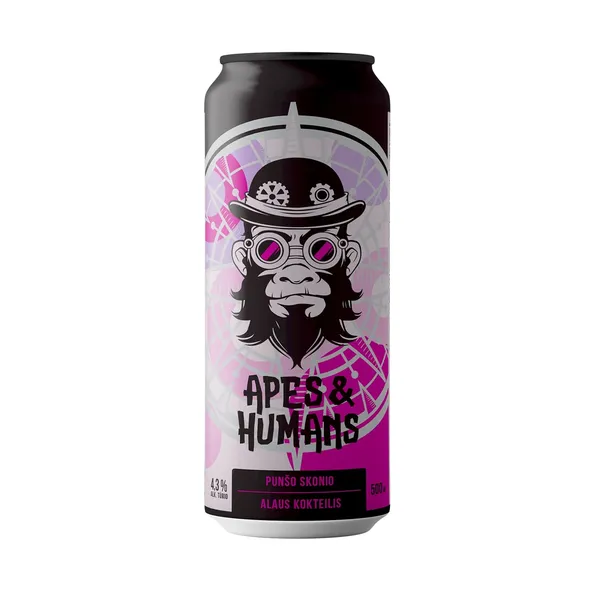 Alaus kokteilis Apes and Humans, gazuotas, punšo skonio, 4,3% 0,5l
