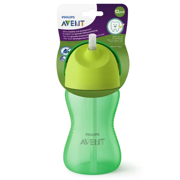 Puodelis su šiaudeliu PHILIPS AVENT 300ml 12mėn. Žalias, 1 vnt