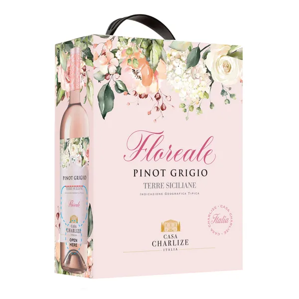 Rausvasis pusiau sausas vynas CASA CHARLIZE FLOREALE PINOT GRIGIO BLUSH, 12 %, 3 l